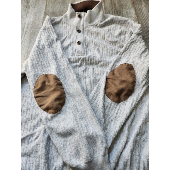 Tasso Elba Mock Neck Sweater Mens XXL Faux Suede Trim Elbow Patch Pullover GUC - Picture 3 of 9